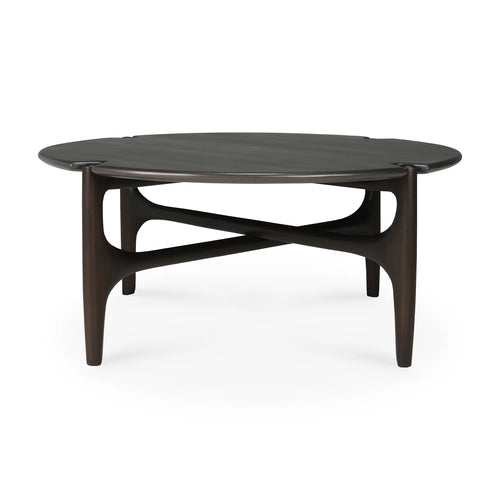 Ethnicraft Mahogany PI Round Coffee Table Dark Brown
