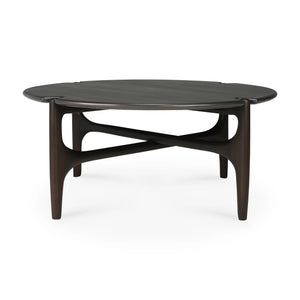 Ethnicraft Mahogany PI Round Coffee Table Dark Brown