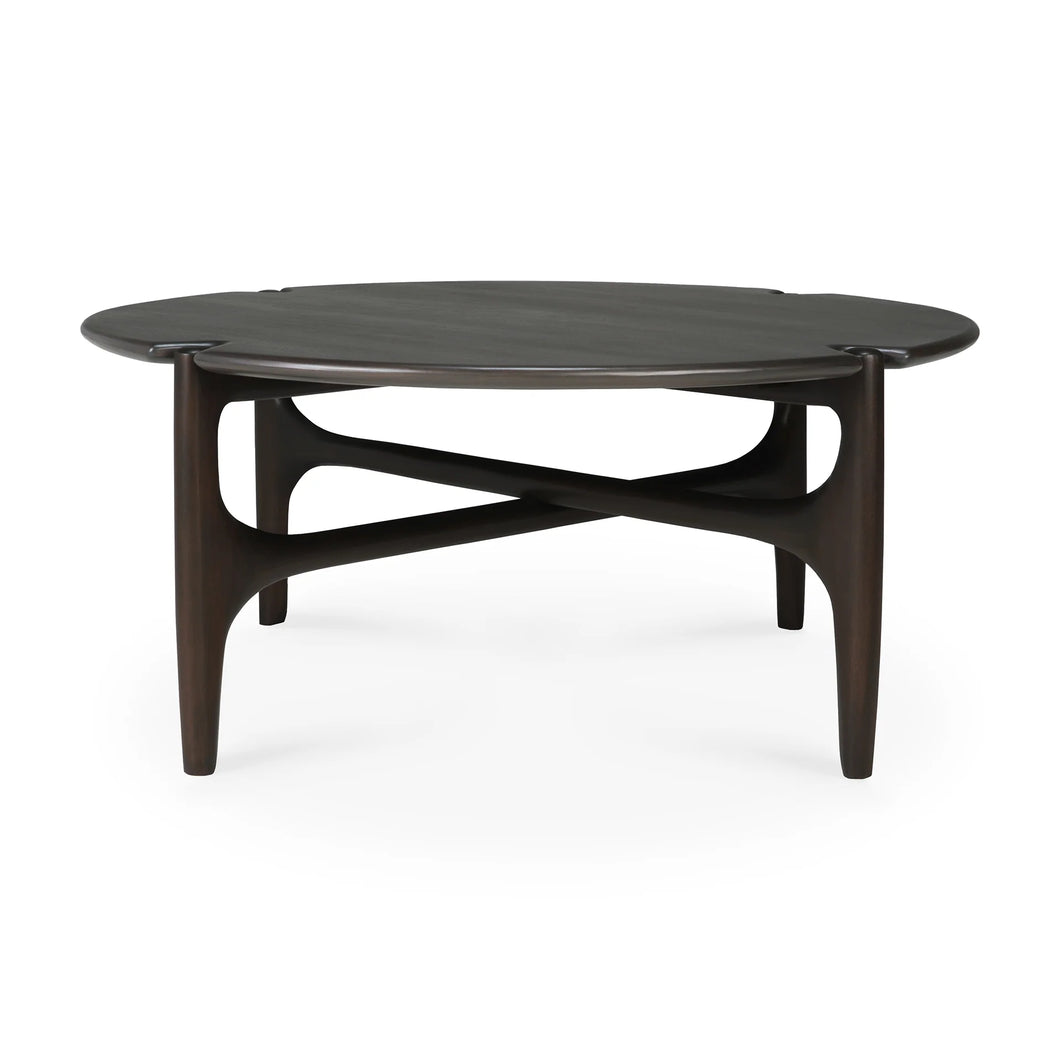 Ethnicraft Mahogany PI Round Coffee Table Dark Brown
