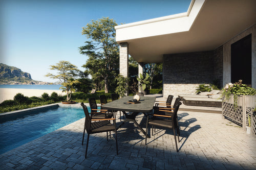 Melton Craft Otway Outdoor  Extension Table with  Addis Rope Chairs