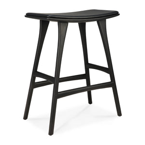 Ethnicraft Oak Black Osso Counter Stool Black Leather