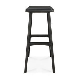 Ethnicraft Oak Black Osso Counter Stool Black Leather