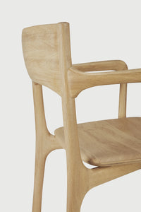 Ethnicraft Oak PI Dining Chair with Armrest