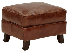 Load image into Gallery viewer, Aged Leather Ottoman