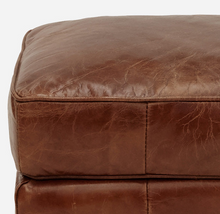 Load image into Gallery viewer, Aged Leather Ottoman