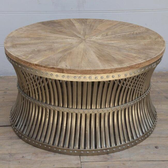 Inverted Iron and Wood Coffee Table
