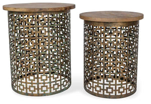 Wood and Iron Side Tables