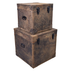 Leather Storage Boxes- Set of Two