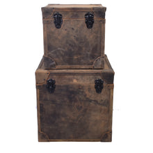 Load image into Gallery viewer, Leather Storage Boxes- Set of Two