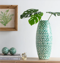 Load image into Gallery viewer, Green and White Vase-Tall