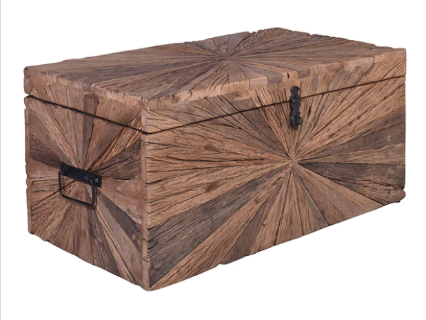 Patterned Wooden Large Trunk