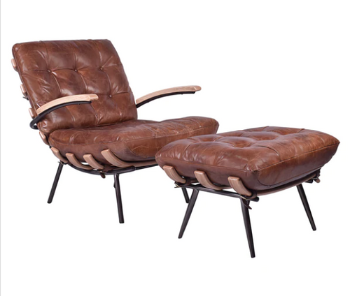 Somer Aged Leather Ottoman