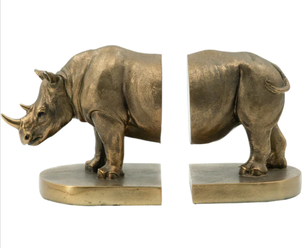 Bronze Rhino Bookends