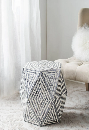 Capiz Hexagonal Side Table