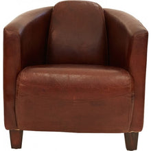 Load image into Gallery viewer, Aged Leather Tub Chair