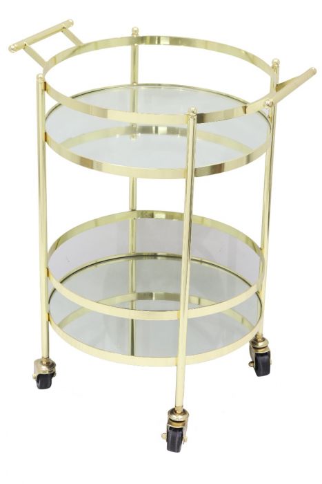 Round Gold Steel Bar Trolley / Cart