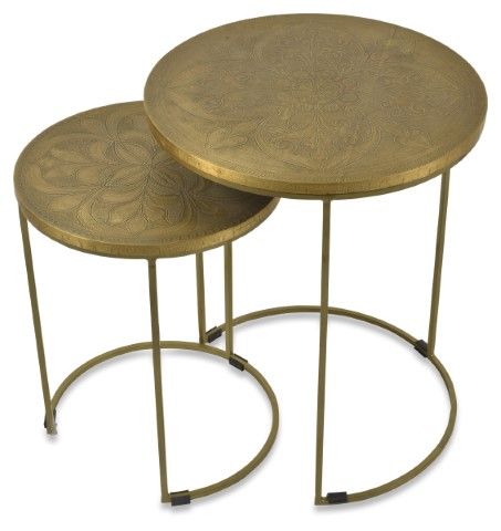 Jafar Set of 2 Side Tables-Brass