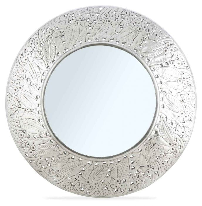 Round Aluminium Embossed Mirror