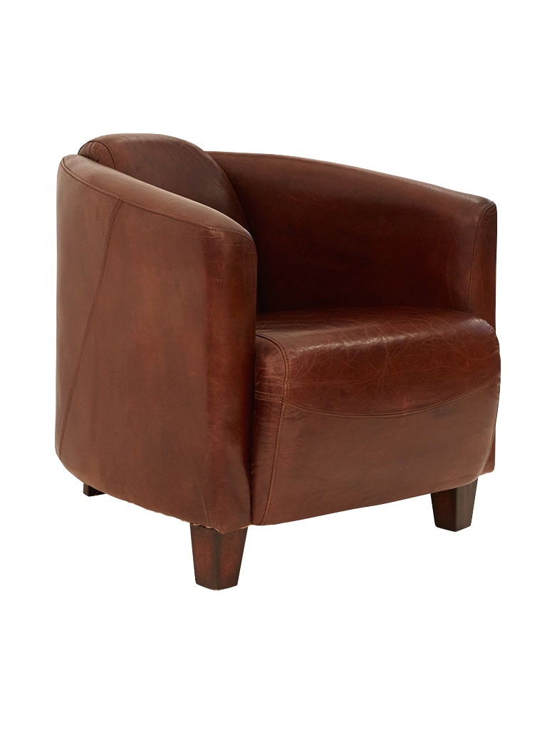 Aged Leather Tub Chair